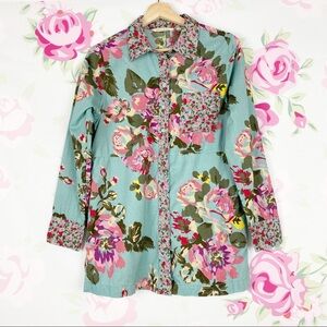 Soft Surroundings Roses Button Down Shirt SP